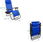 Best Choice Products Set of 2 Adjustable Steel Mesh Zero Gravity Lounge Chair Recliners w/Pillows and Cup Holder Trays - Cobalt Blue - Image 2