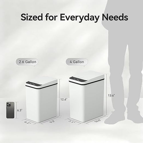 2 Pack Automatic Bathroom Trash Can 2.6 Gallon Smart Touchless Motion Sensor - Image 2