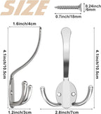 8 Pack Coat Hooks Heavy Duty, Metal Three Prongs Large Coat Hooks Wall Mounted - Image 5