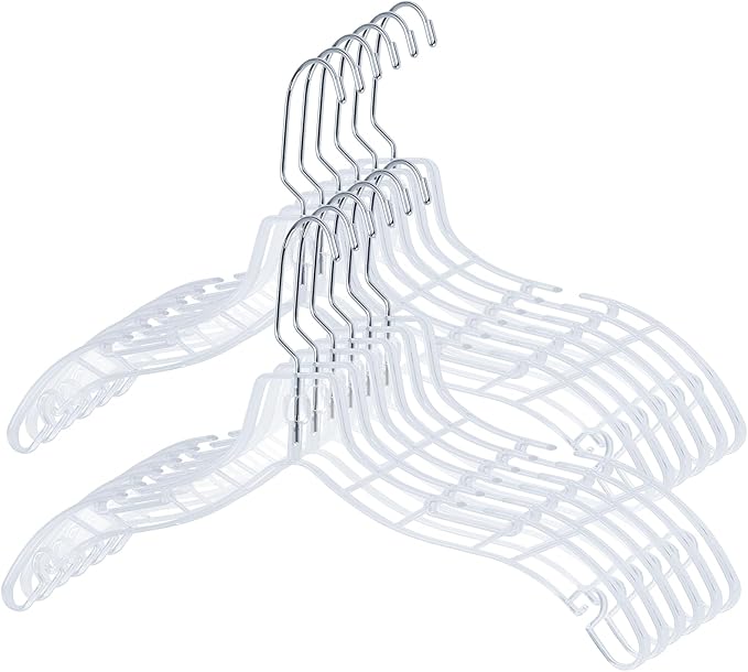 VWV 12pcs Clear Plastic Hangers: Shirt, Jacket Hangers by Designedforluxuryhangers