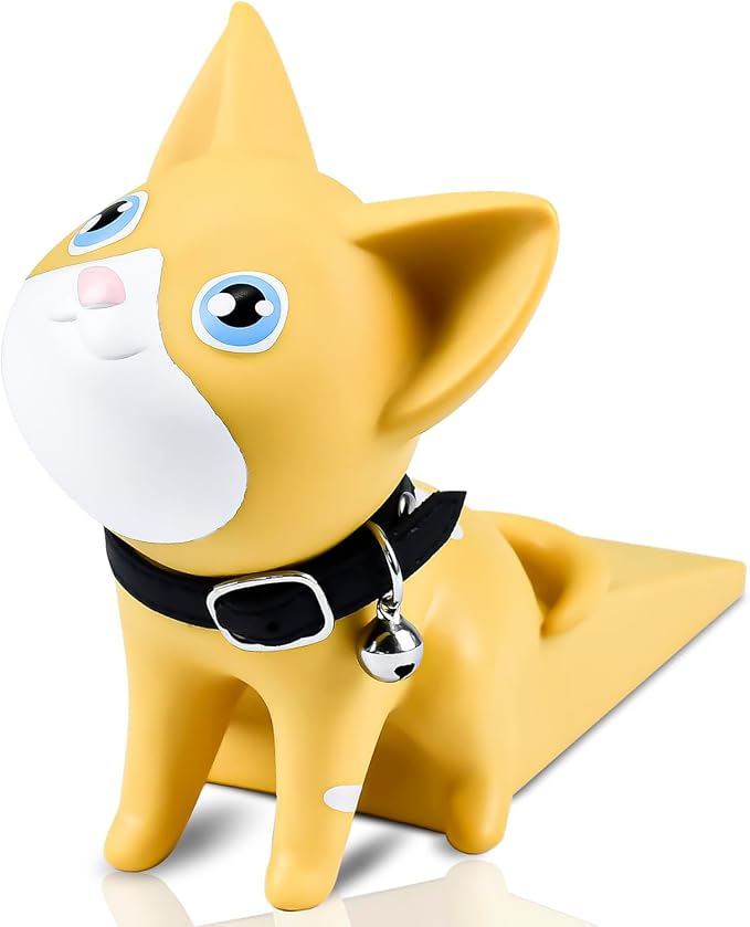 Khaki Cute Cat Door Stopper Decorative Non-Slip Floor Protector by Enenes