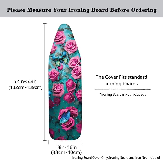 Pink Rose Ironing Board Cover and Pad Heat Reflective Stain Resistant Iron - Image 5