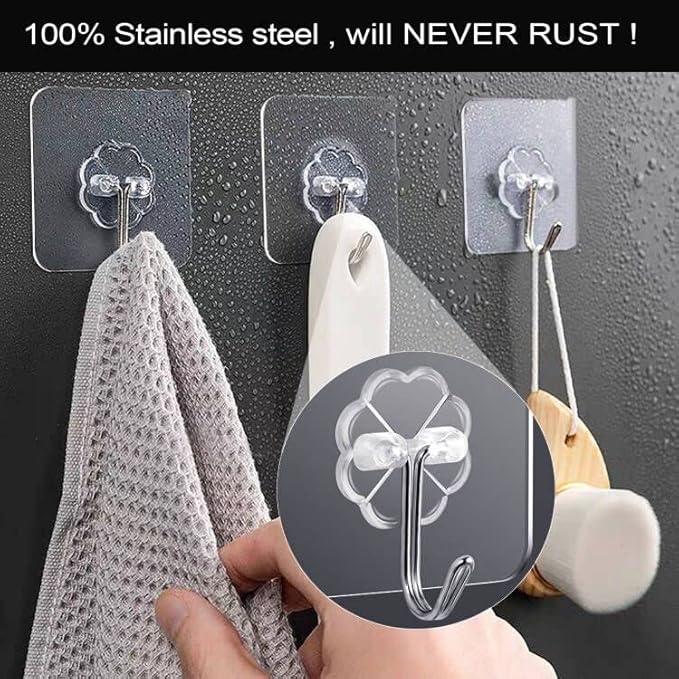 ZESLMG Adhesive Wall Hooks for Hanging, 16 Pack Self Sticky Hooks Heavy Duty - Image 4