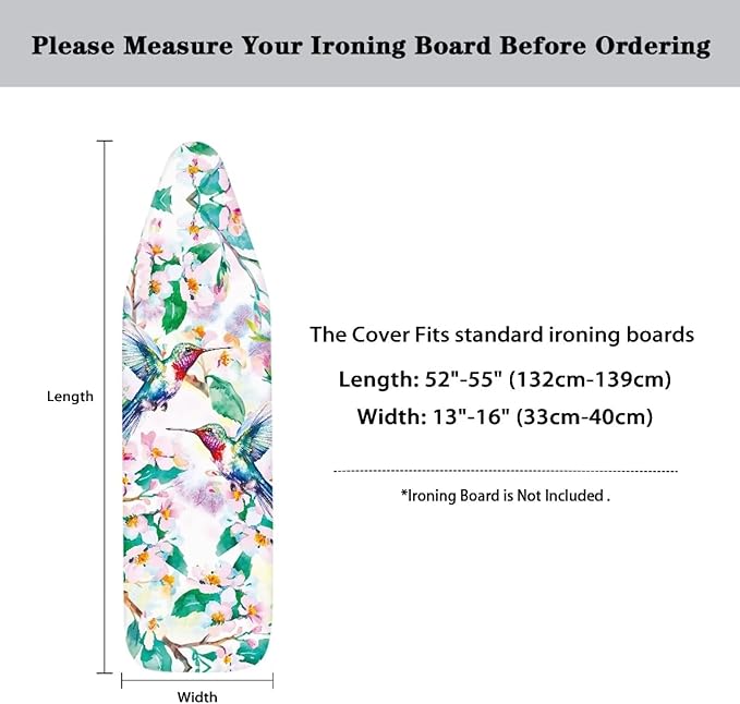 Hummingbird Leaves Easy Installation 15x54 Ironing Board Cover and Pad - Image 6