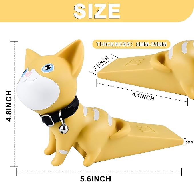 Khaki Cute Cat Door Stopper Decorative Non-Slip Floor Protector - Image 2