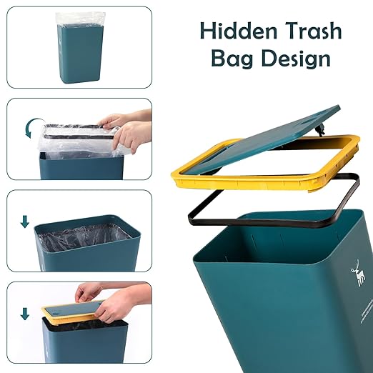 XPIY Trash Can with Lid, 2 Pack 4 Gallons/15 Liters Garbage Can with Press Top - Image 6