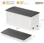 VINGLI 75 Gallon Collapsible Outdoor Storage Box, Simple-to-assemble Plastic Storage Containers with Lid, Patio Deck Box Furniture for Garden, Pool, Balcony, Yard (White) - Image 4