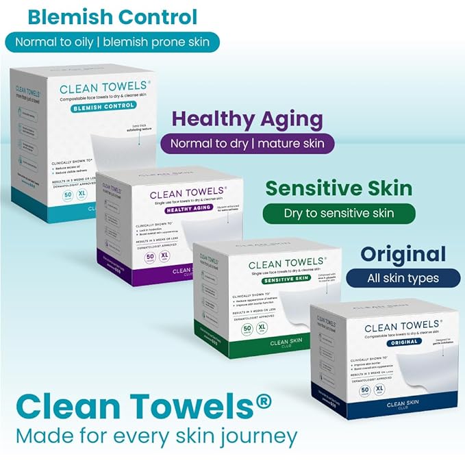 Clean Skin Club Blemish Control Clean Towels® XL, Compostable Face Towels - Image 10