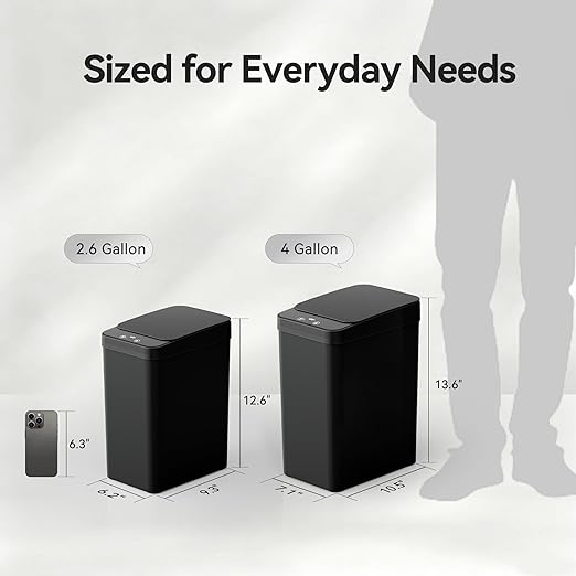 Motion Sensor Trash Can, 2 Pack 2.6 Gallon Automatic Touchless Garbage Can - Image 2