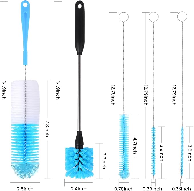 5 Pack Bottle Cleaner Brush, 15 Inches Stainless Steel Long Handle Baby Bottle - Image 6
