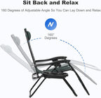 Nazhura Set of 2 Relaxing Recliners Patio Chairs Adjustable Steel Mesh Zero Gravity Lounge Chair Beach Chairs with Pillow and Cup Holder (Dark Green) - Image 4