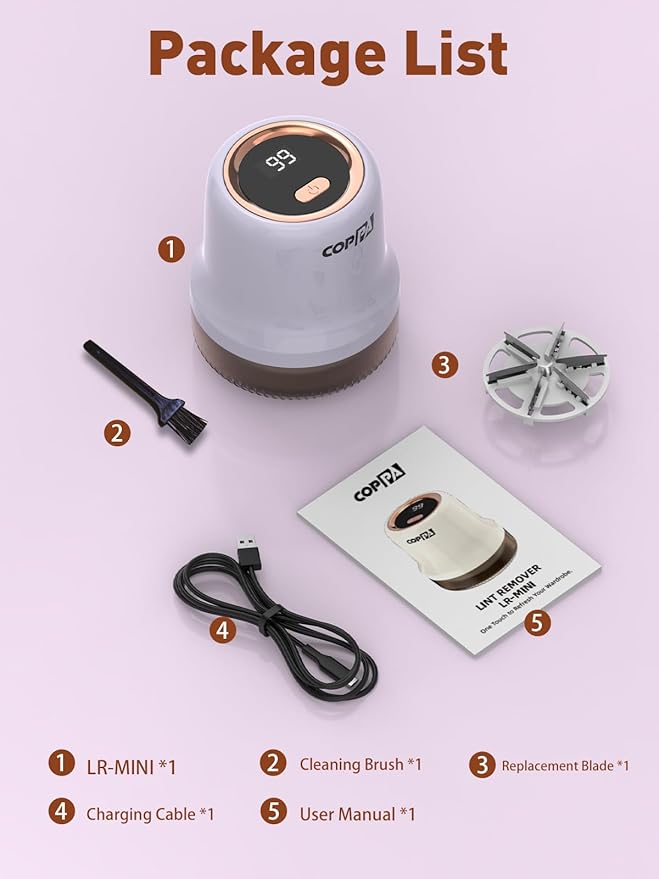 COPPA Lint Remover, LR-MINI USB Rechargeable Lint Removal 6 Blades & 3 Speed - Image 7