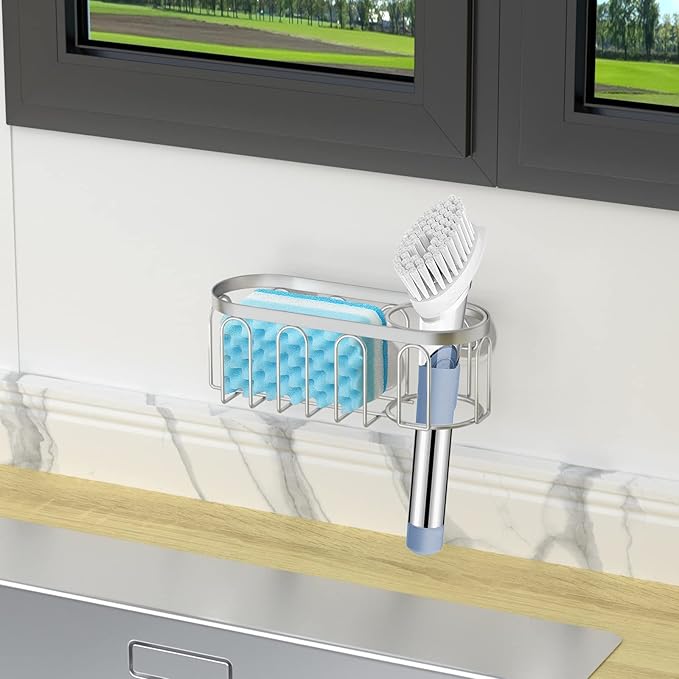 Yazoni 2-in-1 Sponge Holder for Kitchen Sink, Sink Caddy Kitchen Sink Organizer - Image 7