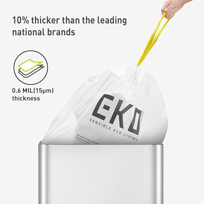 EKO 4 Gallon / 10-15 Liter, Extra-Strong Unscented Garbage Bags, Easy-Dispense - Image 5