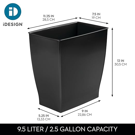 iDesign Small Plastic Bathroom Trash Can, Slim Rectangle Garbage Bin - Image 4