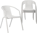 VINGLI PE Rattan Outdoor Dining Chairs Set of 4, Plastic Stackable Patio Chairs for Indoor, Porch, Restaurant, Garden, White by VINGLI