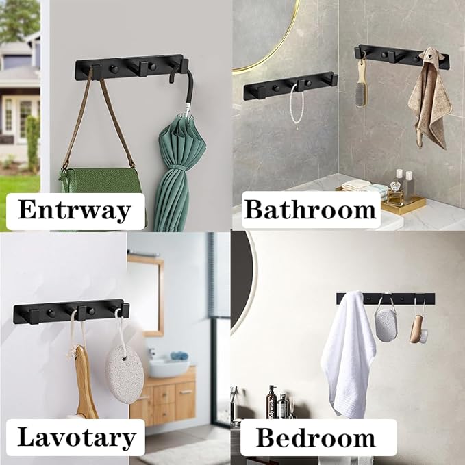 Coat Rack, Heavy Duty Stainless Steel 9 Tri Coat Hook Hanger, Wall Mounted Wall - Image 3