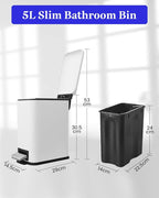 JM.YIPENG Bathroom Rubbish Bin, 5 Litre Cosmetic Bin, Small Waste Bin - Image 9