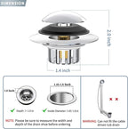 Universal 3 in 1 Bathtub Drain Stopper Bathtub Drain Hair Catcher, Pop-up Tub - Image 5