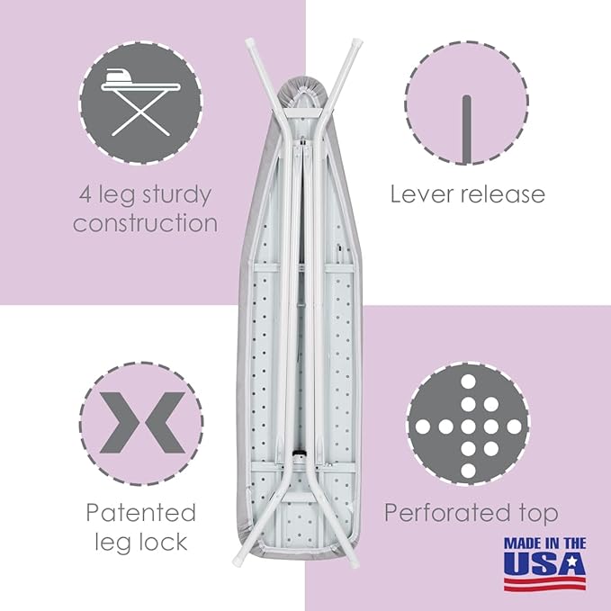 Full Size Ironing Board Made in USA – Light Grey by Seymour Home Products 4 - Image 4