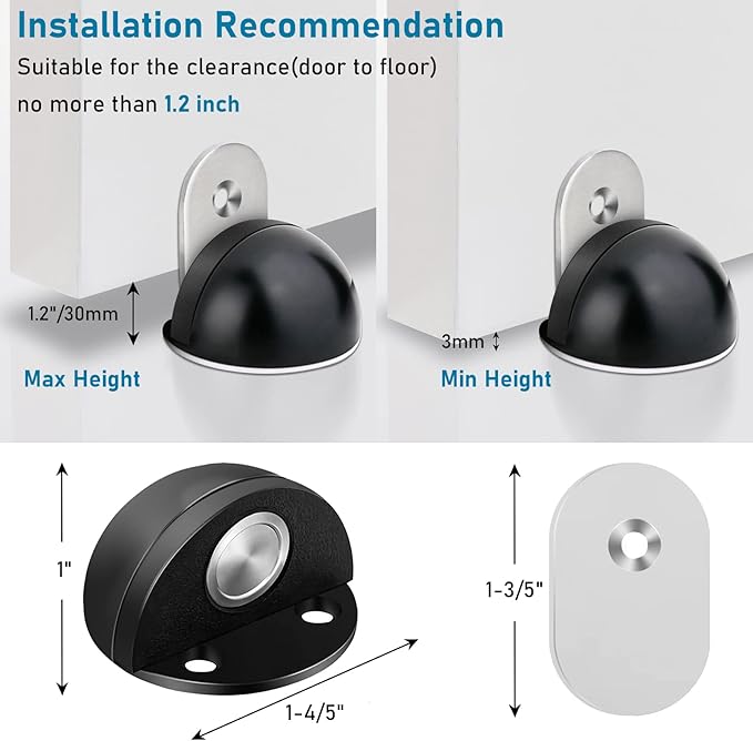 Magnetic Door Stoppers, Adhesive Door Stops Floor Mounted, No Drill Magnet Door - Image 2