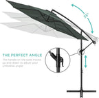 Best Choice Products 10ft Offset Cantilever Hanging Market Patio Umbrella, 8 Sturdy Ribs, Easy Adjustment - Slate - Image 4
