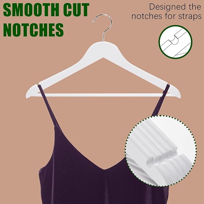 Amber Home White Wooden Hangers 30 Pack - Image 3