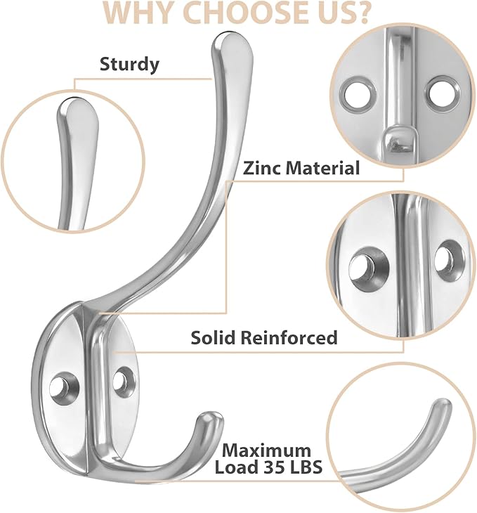 14 Pack Coat Hooks Wall Mounted - Image 3