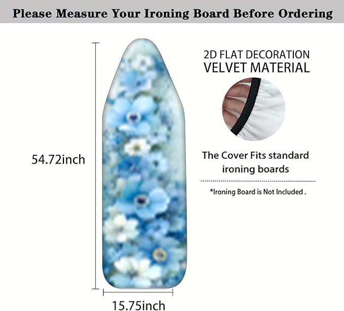 Nuxovilar Blue and White Flowers Oil Painting Ironing Board Cover, This Cover - Image 4