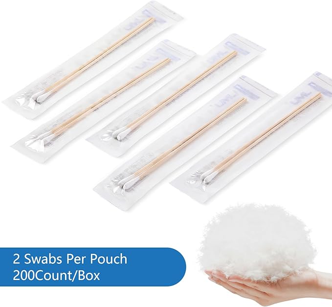 JMU 6 Inch Sterile Cotton Tipped Applicators, Wood Shaft Medical Swabs - Image 7