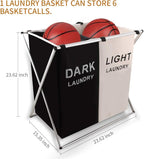 Nicesail Laundry Basket 2 Section Hamper Washing Storage Basket Bag, Folding - Image 5