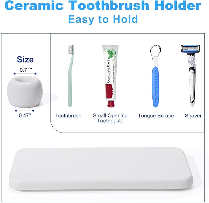 3 Pack Mini Ceramic Toothbrush Holder Stand - Image 2