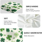 St Patrick’s Day Hand Towels Holiday Lucky Clovers Shamrock Kitchen Towels Soft - Image 3