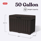 Keter Kentwood 50 Gallon Resin Deck Box for Outdoor Storage – Weather‑Resistant Balcony & Patio Box for Cushions, Throw Pillows & Garden Tools, Brown - Image 2