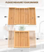 Bamboo Expandable Kitchen Drawer Organizer, 3-5 Slots Drawer Organizer - Image 3