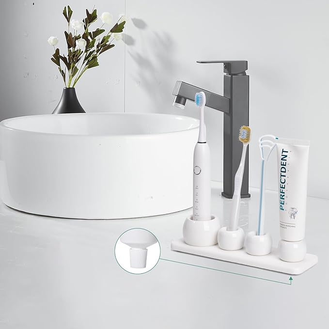4 Pack Mini Ceramic Toothbrush Holder Stand - Image 6