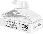 Amber Home 36 Pack Super Heavy Duty Plastic Hangers, Non-Slip Pants Bar by AmberHome