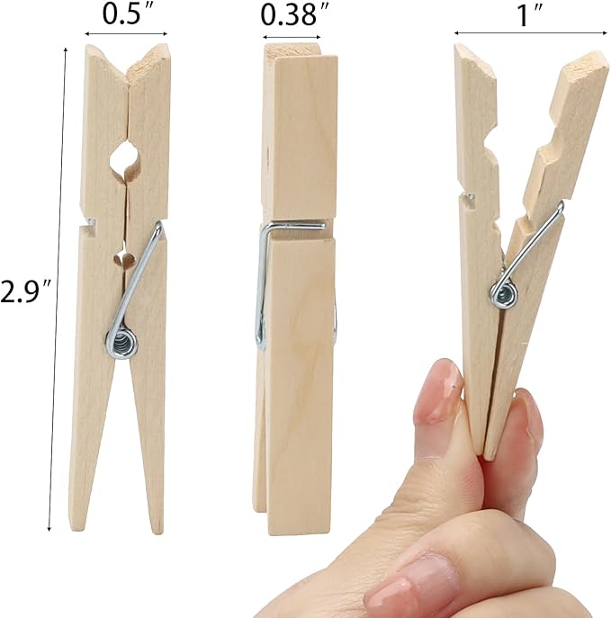 50Pcs Wooden Clothespins, 2.9 inch Clothes Pins - Image 5