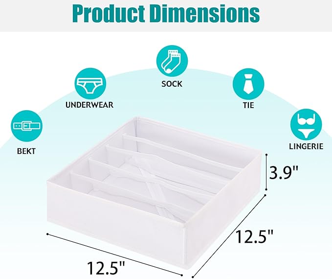 Drawer under Cabinet Clothes Organizer 5 Cell Foldable Storage Cubes Underwear - Image 2