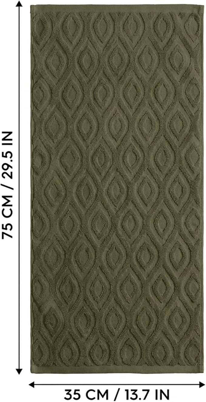 Artoid Mode 1 Pc Olive Green 3D Diamond Grid Jacquard Hand Towels - Image 8