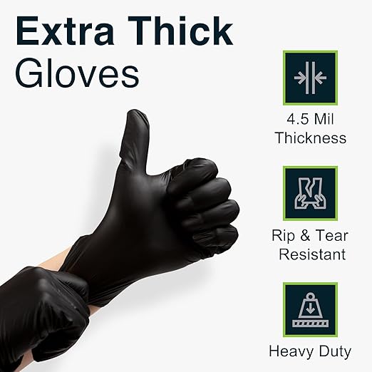 Disposable Black Nitrile Gloves Large 50 Count - Image 2