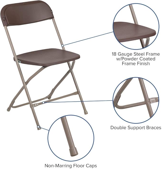 Flash Furniture Hercules™ Series Plastic Folding Chair - Brown - 2 Pack 650LB Weight Capacity Comfortable Event Chair-Lightweight Folding Chair - Image 4