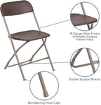 Flash Furniture Hercules™ Series Plastic Folding Chair - Brown - 2 Pack 650LB Weight Capacity Comfortable Event Chair-Lightweight Folding Chair - Image 4