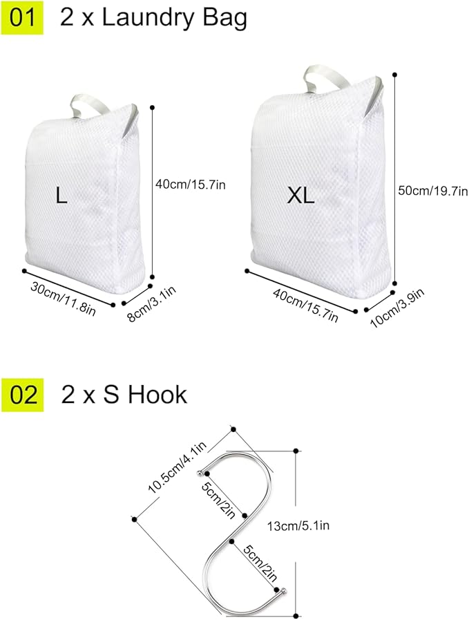 2-Pack Hanging Laundry Bag for Washing Machine, Large & XL Mesh Laundry Bags - Image 3