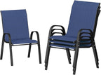 UDPATIO Patio Chairs Set of 4, Stackable Outdoor Dining Chairs with High Back, Breathable Textilene Fabric Outdoor Chair All Weather, 350LBS Capacity for Garden/Backyard (Blue) by UDPATIO