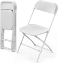 VINGLI 4 Pack White Plastic Folding Chair, Indoor Outdoor Portable Stackable Commercial Seat with Steel Frame 350lb. Capacity for Events Office Wedding Party Picnic Kitchen Dining by VINGLI