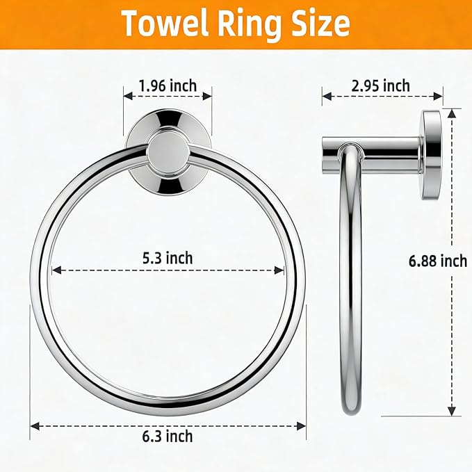 Towel Ring 2Pack, SUS304 Stainless Steel Hand Towel Holder - Image 6