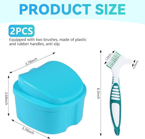 2 Pack Denture Bath Case Cup Box Holder Storage Container - Image 2