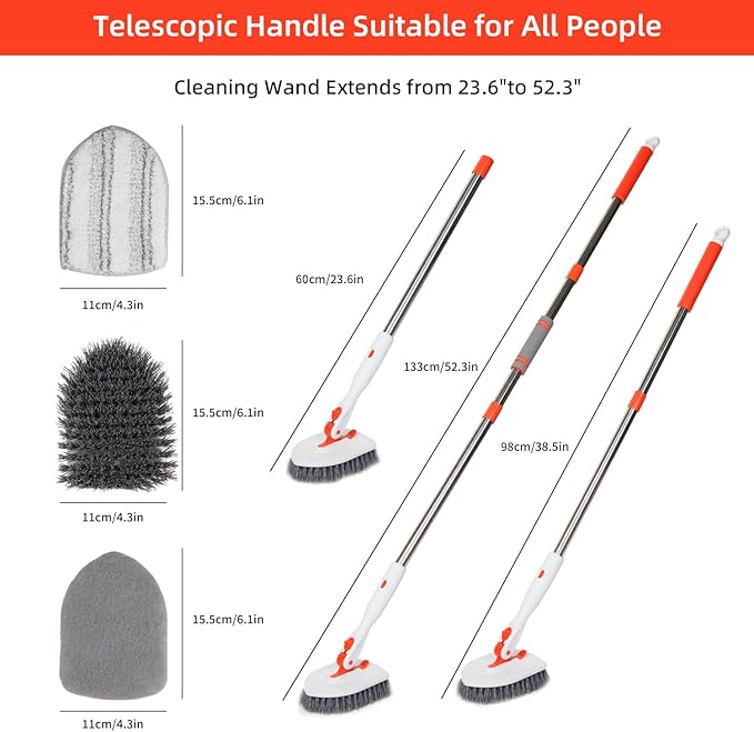 Floor Scrub Brush 3 in 1 Tub Tile Floor Scrubber Brush - Image 2