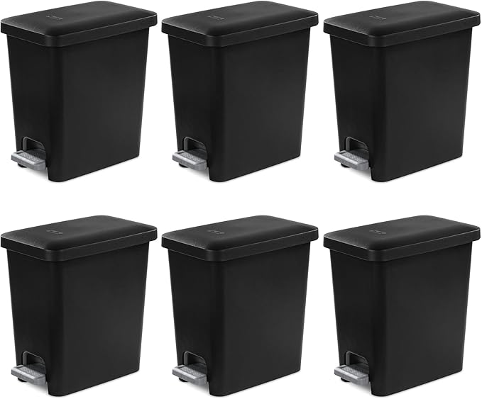 Sterilite 2.7 Gallon Rectangular Step On Kitchen Trash Bin Plastic Indoor by Sterilite